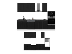 Mueble de cocina negro a rayas/blanco 300x60x81.6 fame-line