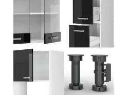Mueble de cocina negro brillo/blanco 350x60x81.6 r-line