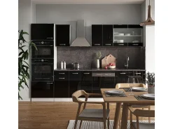 Mueble de cocina negro brillo/blanco 300x60x81.6 r-line