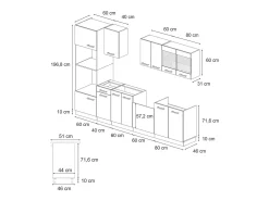 Mueble de cocina negro brillo/blanco 300x60x81.6 r-line
