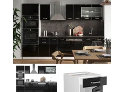 Mueble de cocina negro brillo/blanco 300x60x81.6 r-line