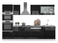 Mueble de cocina negro brillo/blanco 300x46x81.6 r-line
