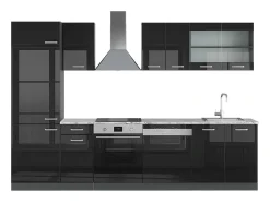 Mueble de cocina negro/antracita de alto brillo 300x60x81.6 r-line
