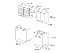Mueble de cocina negro/antracita de alto brillo 200x46x81.6 r-line
