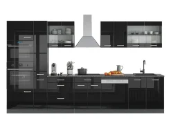 Mueble de cocina negro/antracita de alto brillo 350x46x81.6 r-line