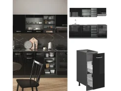 Mueble de cocina negro/antracita de alto brillo 240x46x81.6 r-line