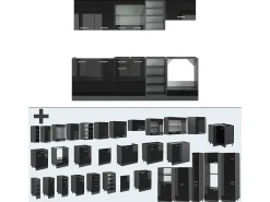 Mueble de cocina negro/antracita de alto brillo 240x46x81.6 r-line
