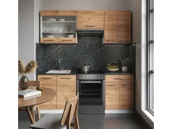 Mueble de cocina oro potencia roble/blanco 200x60x81.6 fame-line