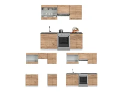 Mueble de cocina oro potencia roble/blanco 200x60x81.6 fame-line