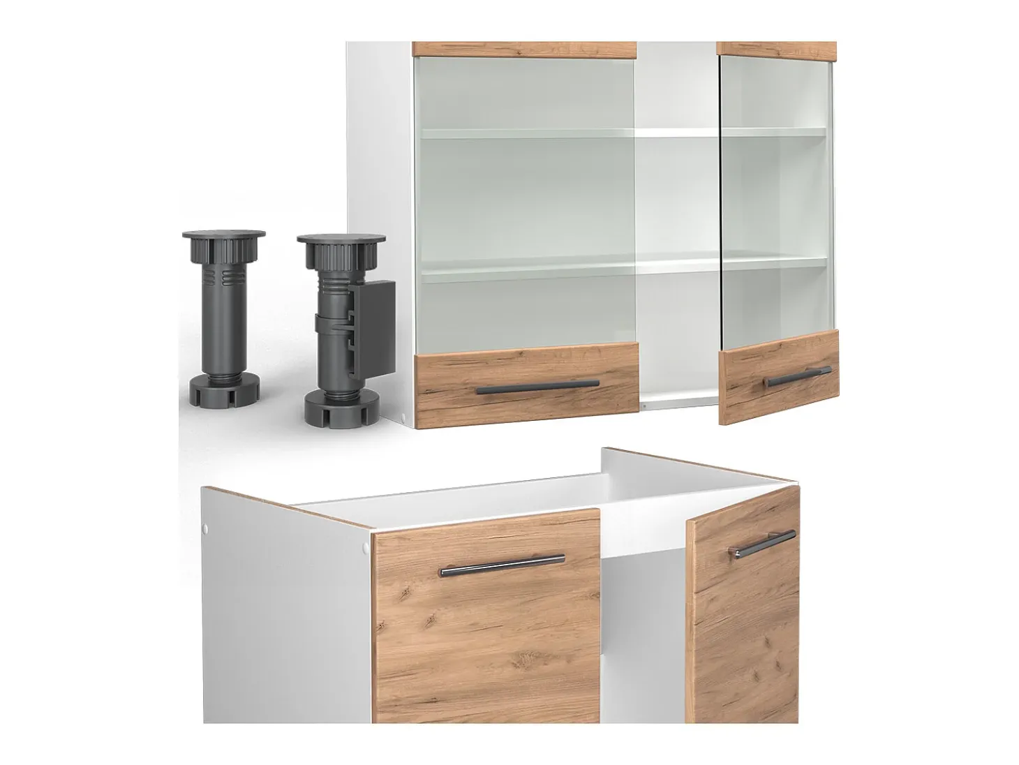 Mueble de cocina oro potencia roble/blanco 240x46x81.6 fame-line