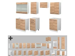 Mueble de cocina oro potencia roble/blanco 240x46x81.6 fame-line