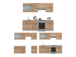 Mueble de cocina oro potencia roble/blanco 240x46x81.6 fame-line