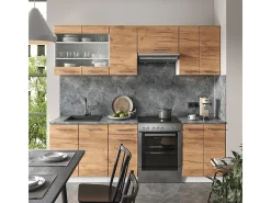 Mueble de cocina oro potencia roble/blanco 240x46x81.6 fame-line