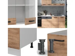 Mueble de cocina oro potencia roble/blanco 300x60x81.6 r-line