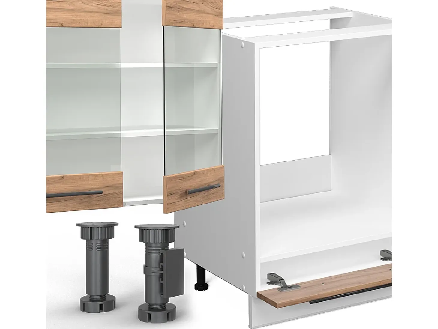 Mueble de cocina oro potencia roble/blanco 355x46x81.6 fame-line