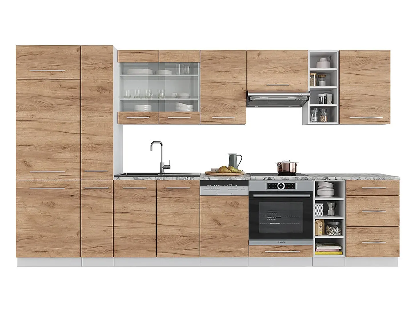 Mueble de cocina oro potencia roble/blanco 355x46x81.6 fame-line