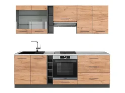 Mueble de cocina oro power roble/antracita 235x60x81.6 fame-line
