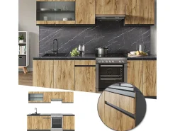 Mueble de cocina oro power roble/antracita 240x46x81.6 raul