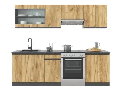 Mueble de cocina oro power roble/antracita 240x46x81.6 raul