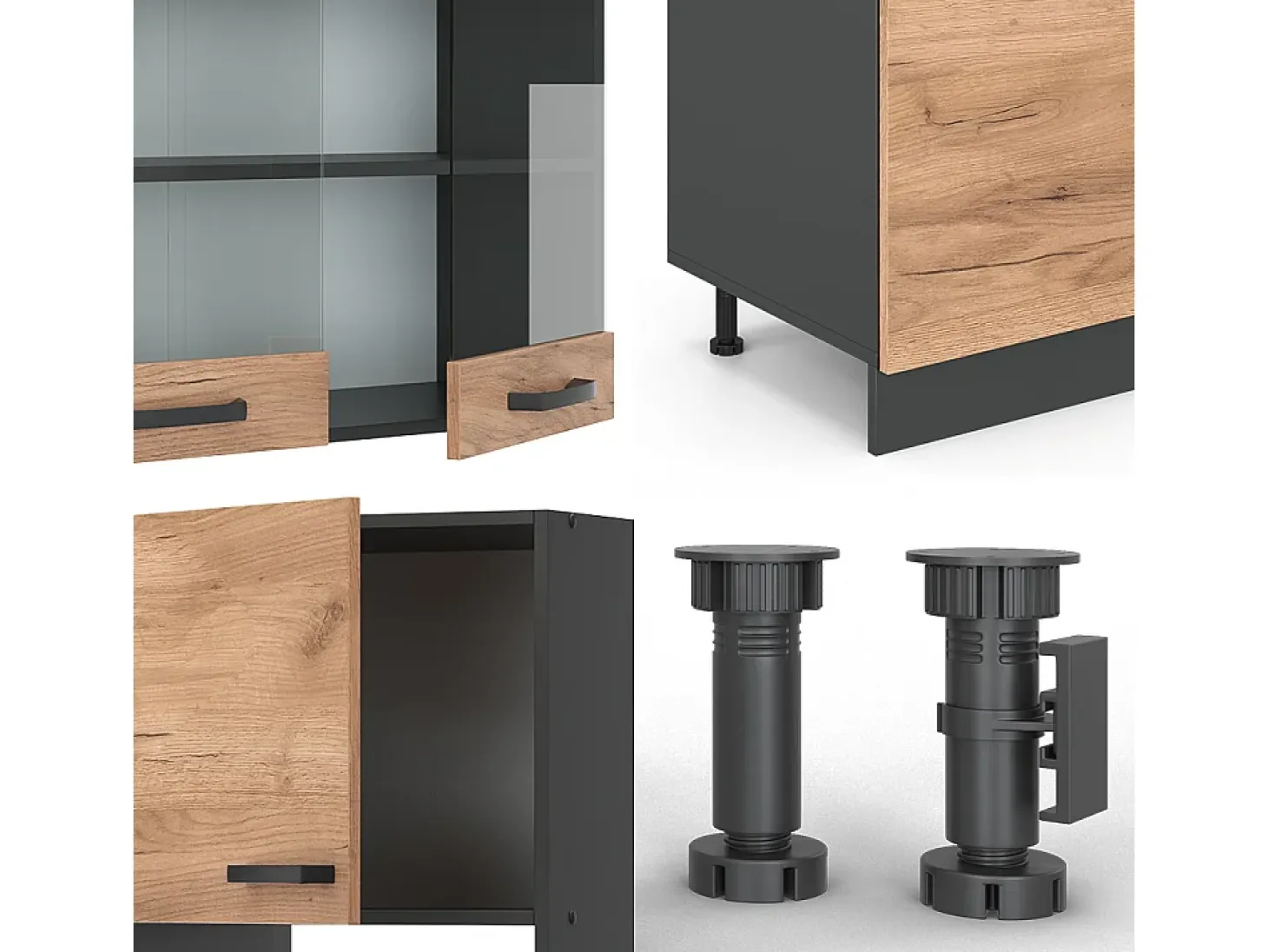 Mueble de cocina oro power roble/antracita 300x60x81.6 r-line