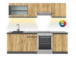Mueble de cocina oro power roble/antracita 240x46x81.6 raul