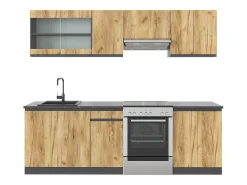 Mueble de cocina oro power roble/antracita 240x46x81.6 raul