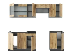 Mueble de cocina oro power roble/antracita 240x46x81.6 raul