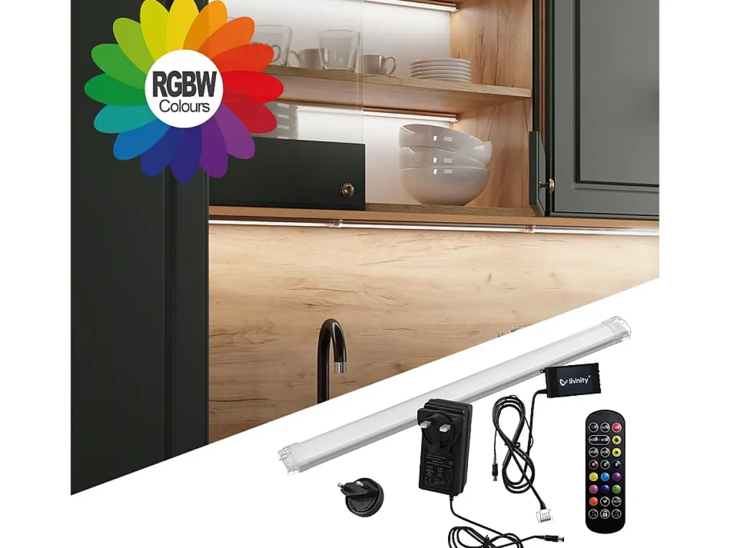 Mueble de cocina oro power roble/antracita 240x46x81.6 raul