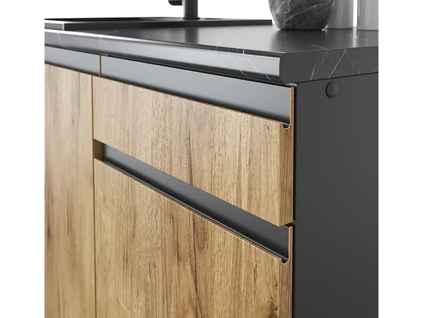 Mueble de cocina oro power roble/antracita 240x46x81.6 raul
