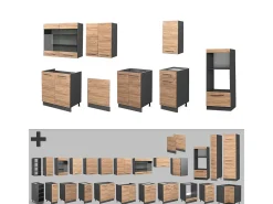 Mueble de cocina oro power roble/antracita 300x46x81.6 fame-line