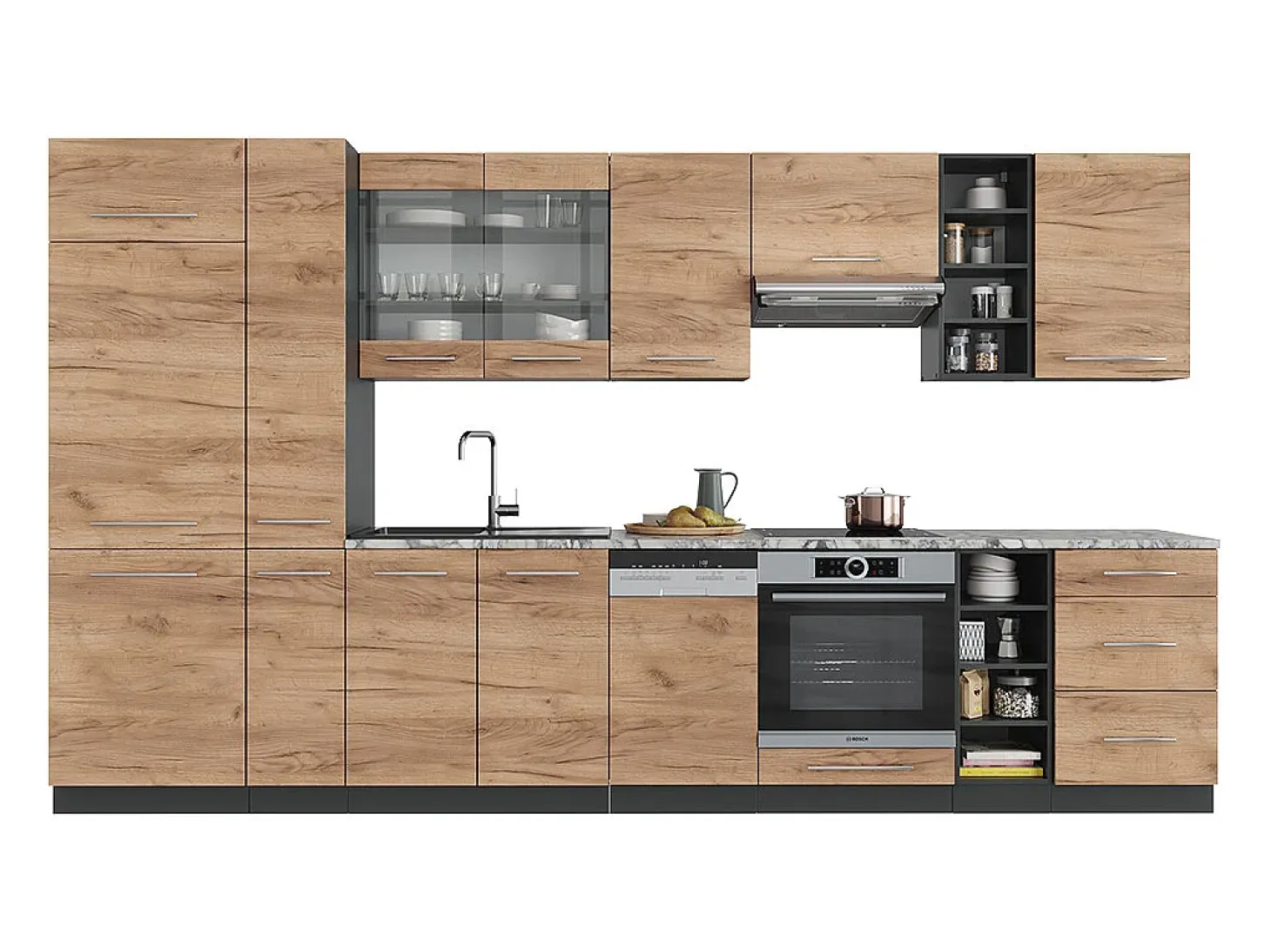 Mueble de cocina oro power roble/antracita 355x60x81.6 fame-line