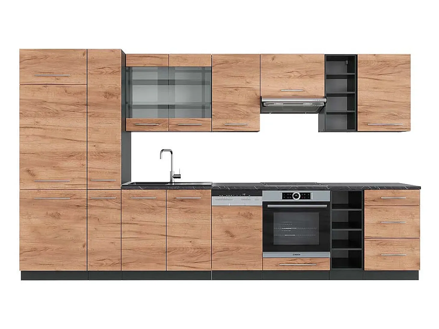 Mueble de cocina oro power roble/antracita 355x60x81.6 fame-line