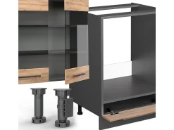Mueble de cocina oro power roble/antracita 355x60x81.6 fame-line