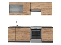 Mueble de cocina oro power roble/antracita 240x60x81.6 fame-line