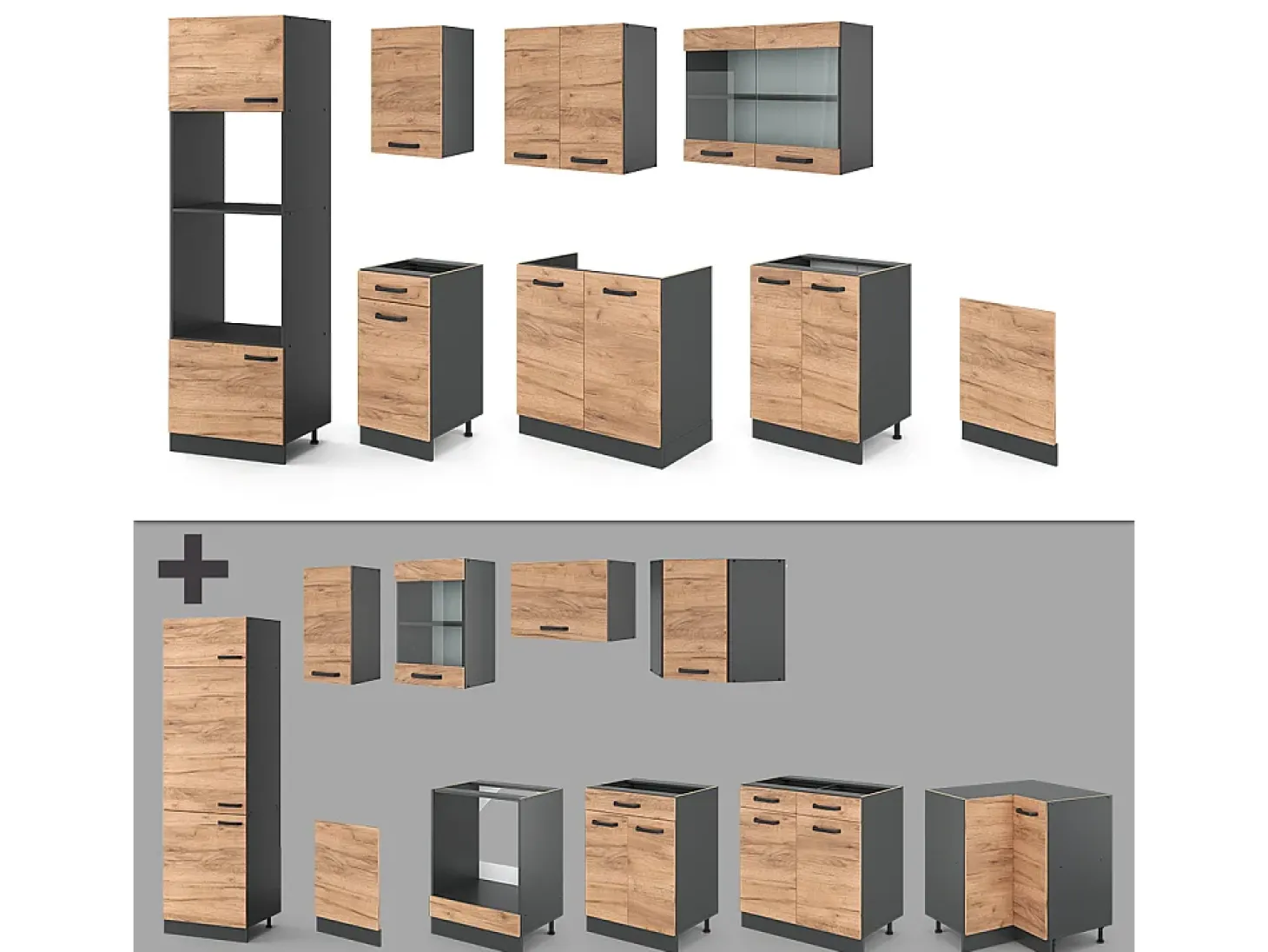 Mueble de cocina oro power roble/antracita 300x60x81.6 r-line