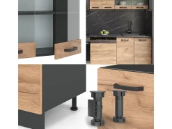 Mueble de cocina oro power roble/antracita 300x60x81.6 r-line