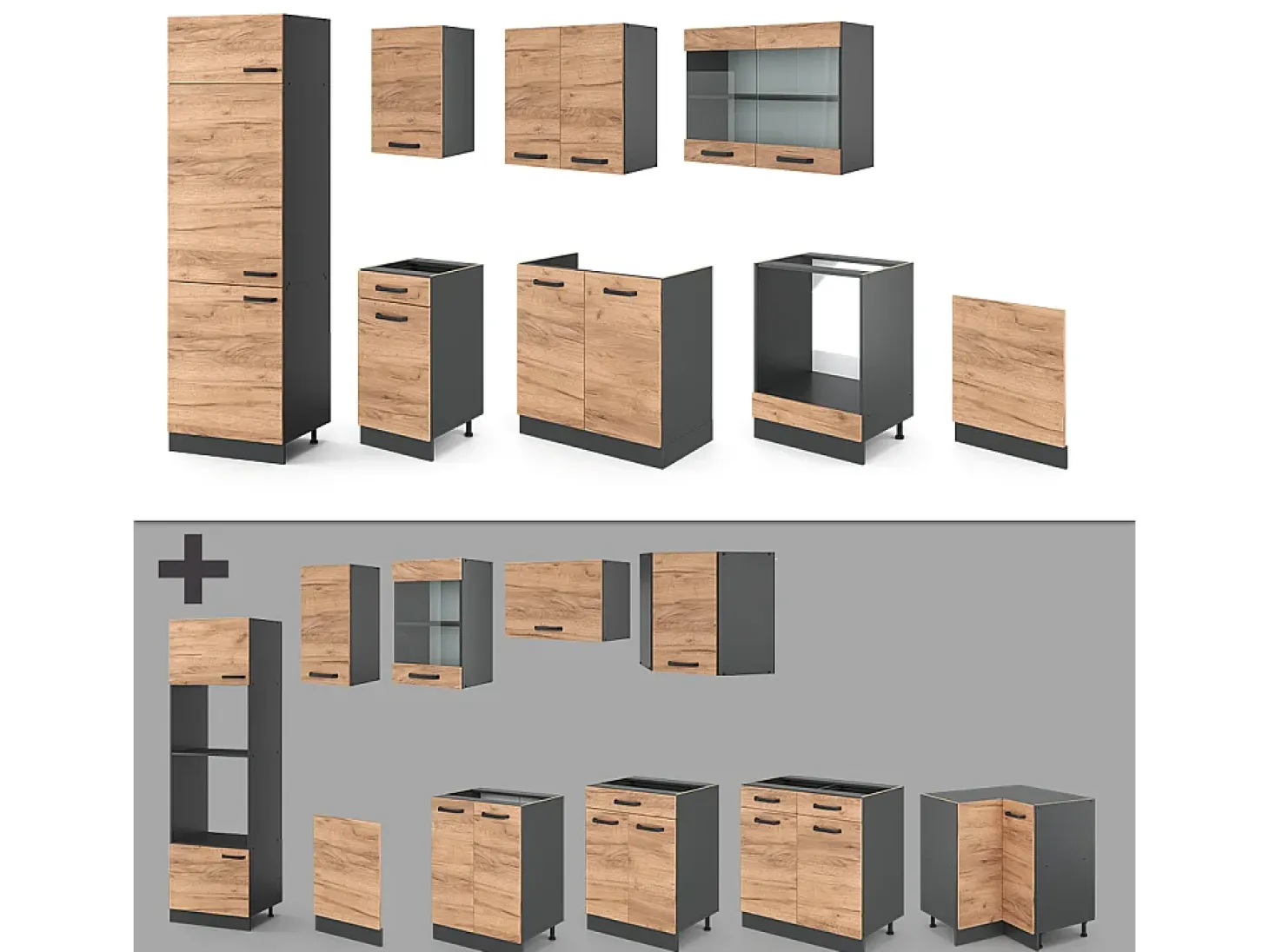 Mueble de cocina oro power roble/antracita 300x60x81.6 r-line