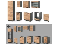 Mueble de cocina oro power roble/antracita 300x46x81.6 r-line
