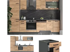 Mueble de cocina oro power roble/antracita 300x46x81.6 r-line