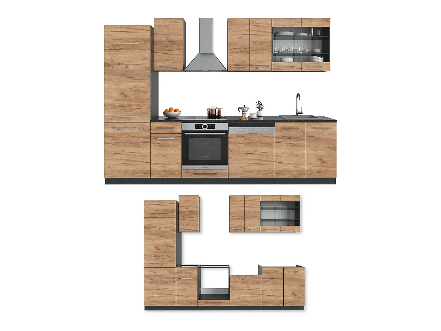 Mueble de cocina oro power roble/antracita 300x60x81.6 fame-line