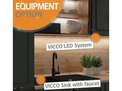 Mueble de cocina oro power roble/antracita 240x60x81.6 raul