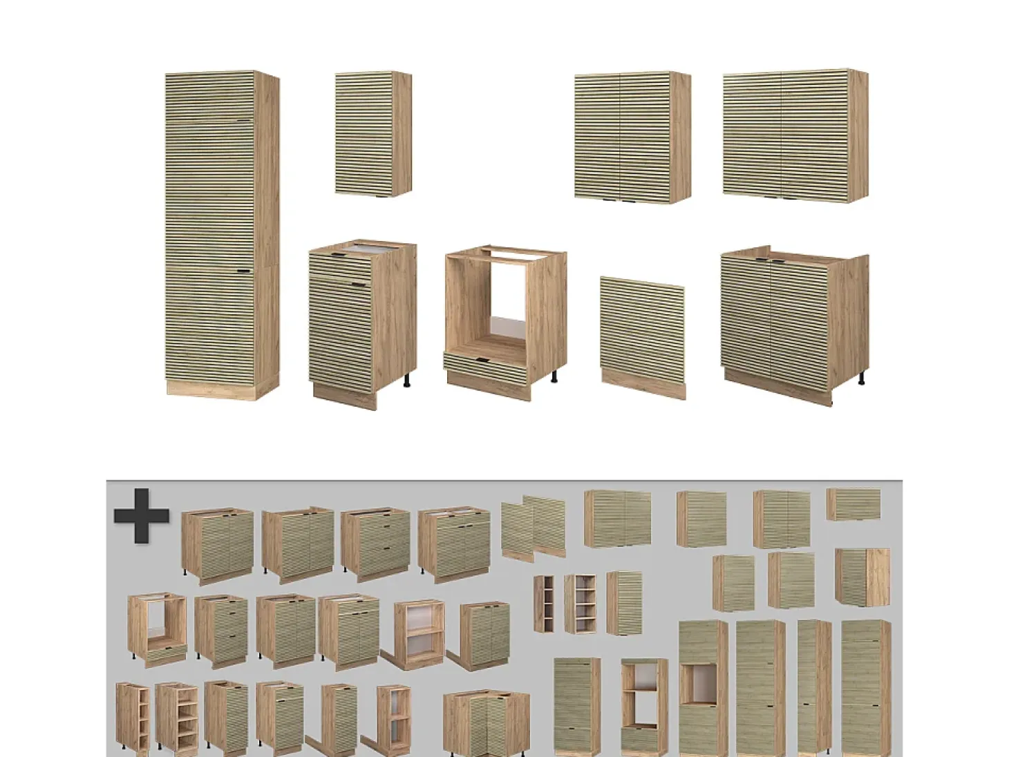 Mueble de cocina panel de roble/roble goldkraft 300x46x81.6 fame-line