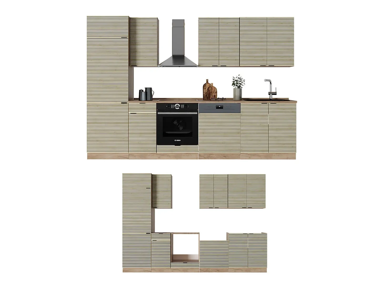 Mueble de cocina panel de roble/roble goldkraft 300x46x81.6 fame-line