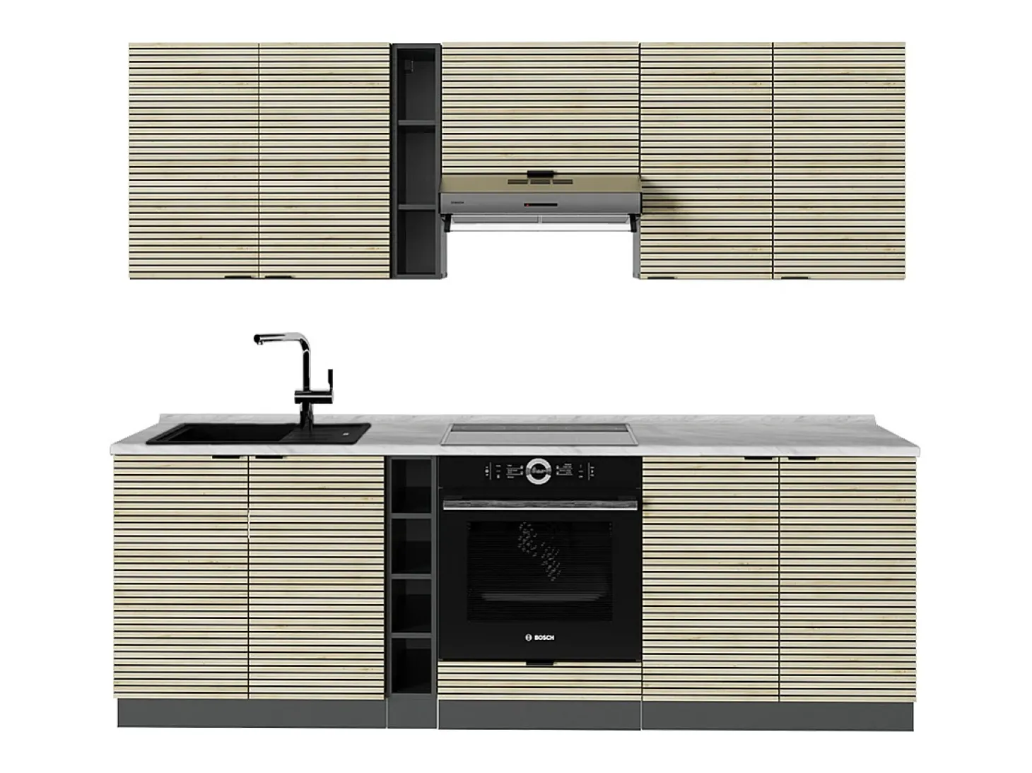 Mueble de cocina panel de roble/antracita 235x60x81.6 fame-line