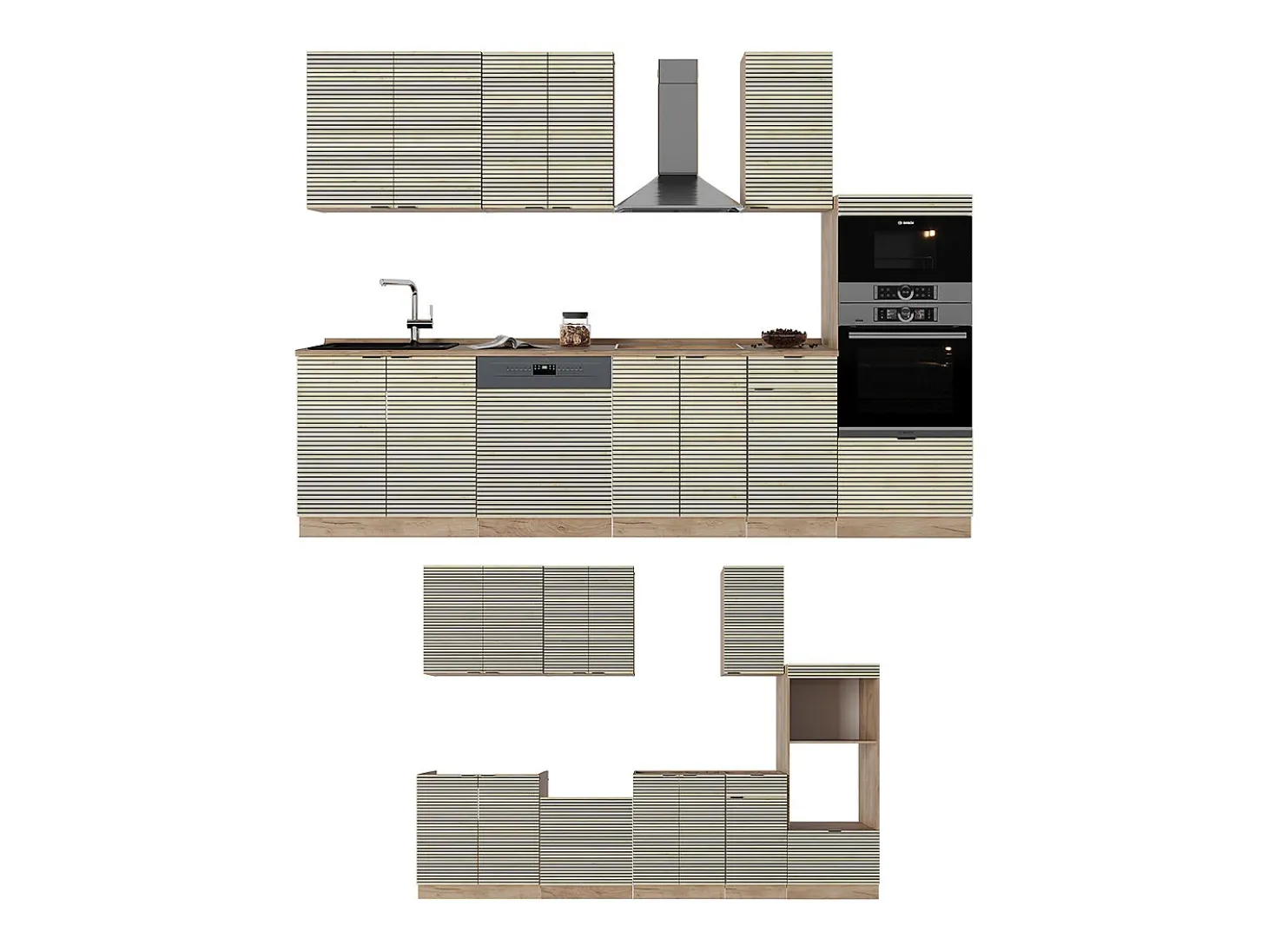 Mueble de cocina panel de roble/roble goldkraft 300x46x81.6 fame-line