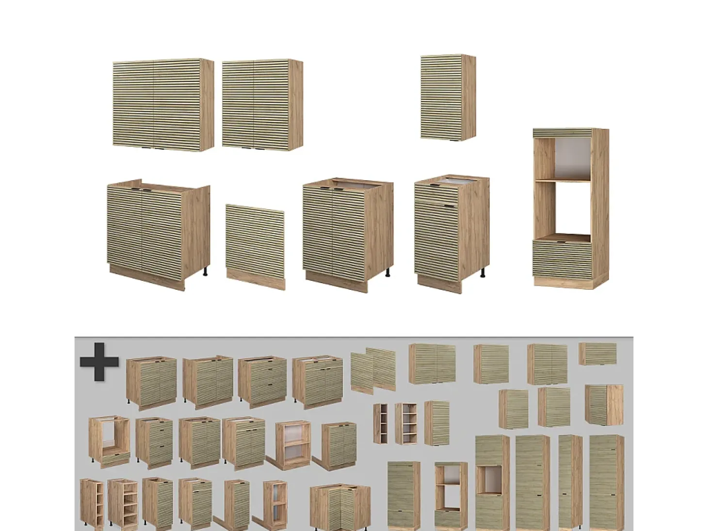 Mueble de cocina panel de roble/roble goldkraft 300x46x81.6 fame-line