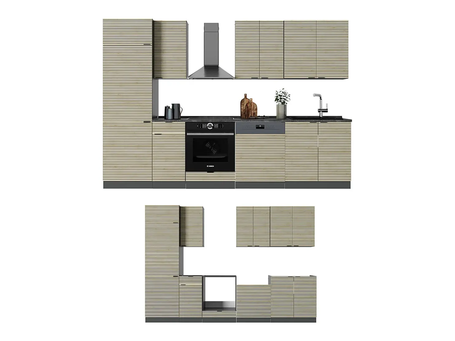 Mueble de cocina panel de roble/antracita 300x46x81.6 fame-line