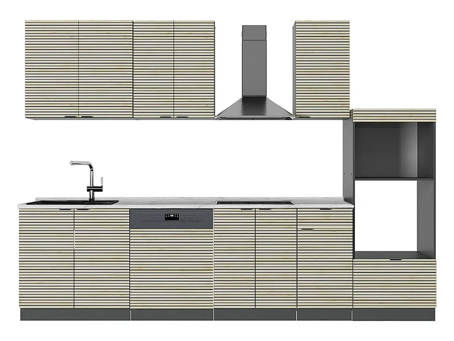 Mueble de cocina panel de roble/antracita 300x46x81.6 fame-line