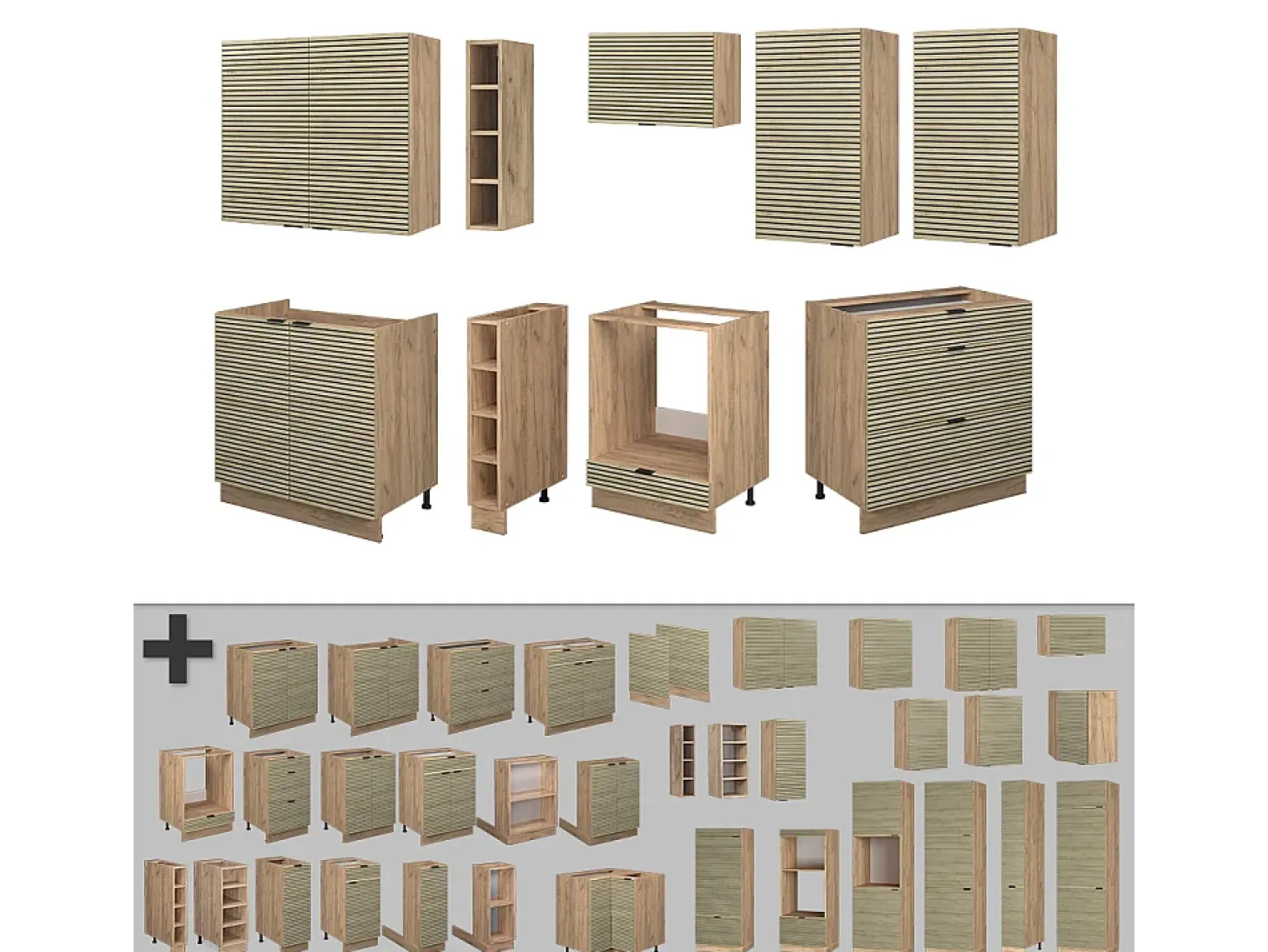 Mueble de cocina panel de roble/roble goldkraft 235x46x81.6 fame-line