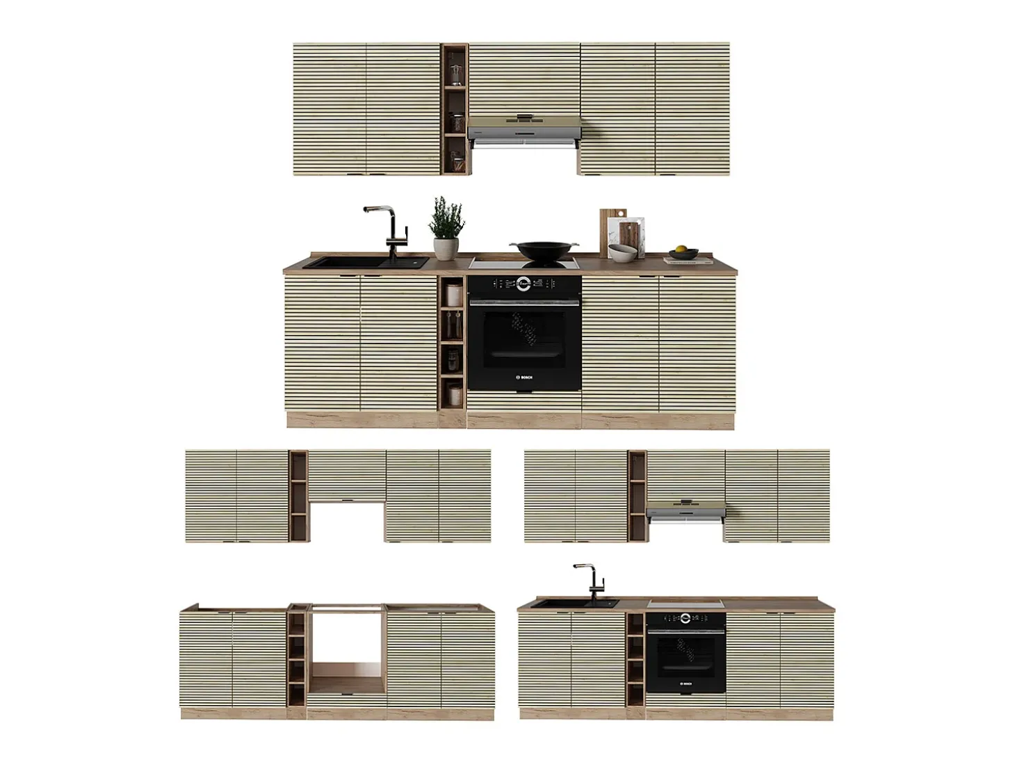 Mueble de cocina panel de roble/roble goldkraft 235x46x81.6 fame-line